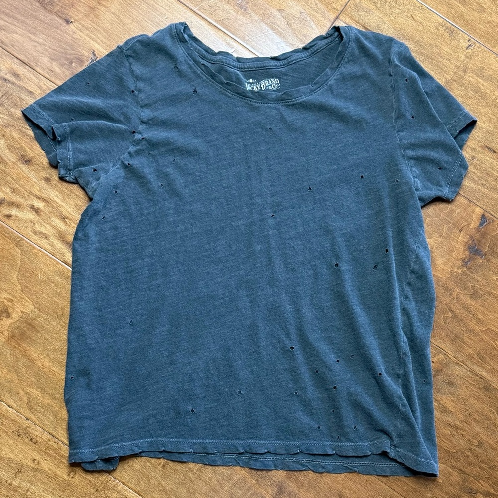 Lucky Brand Distressed Tee Charcoal Gray Soft Grunge T Shirt M